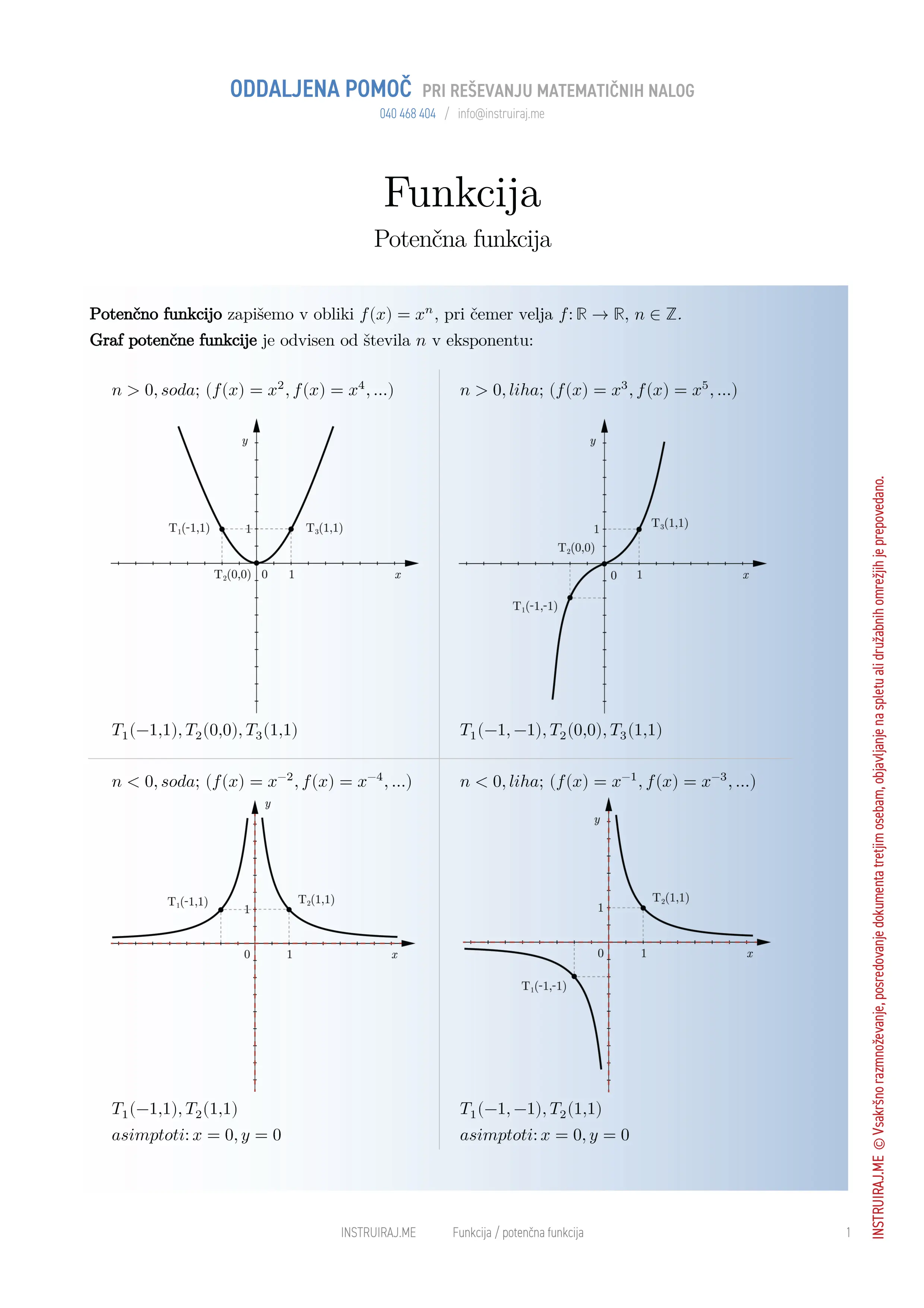 Funkcija: Potenčna funkcija