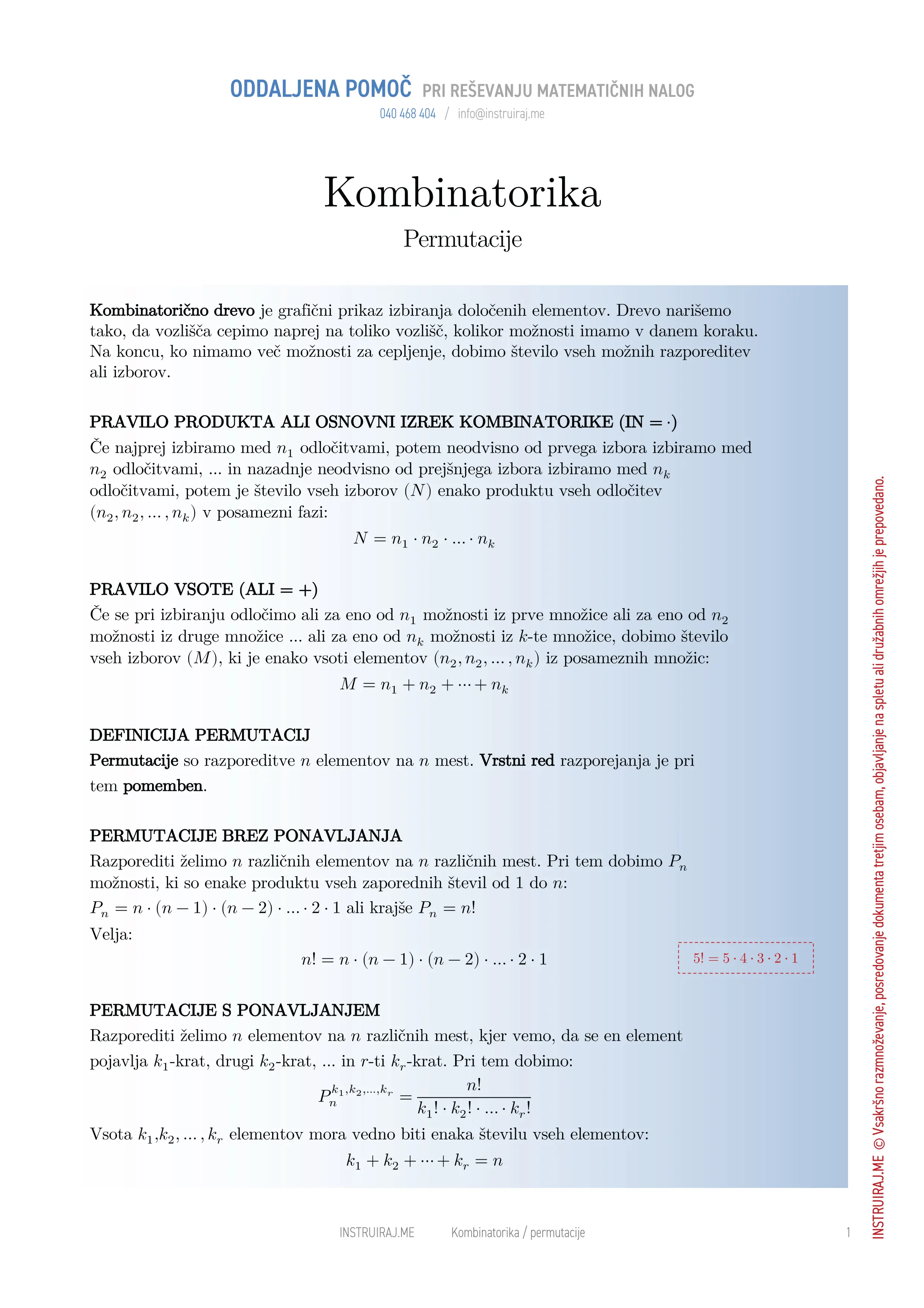 Kombinatorika: Permutacije