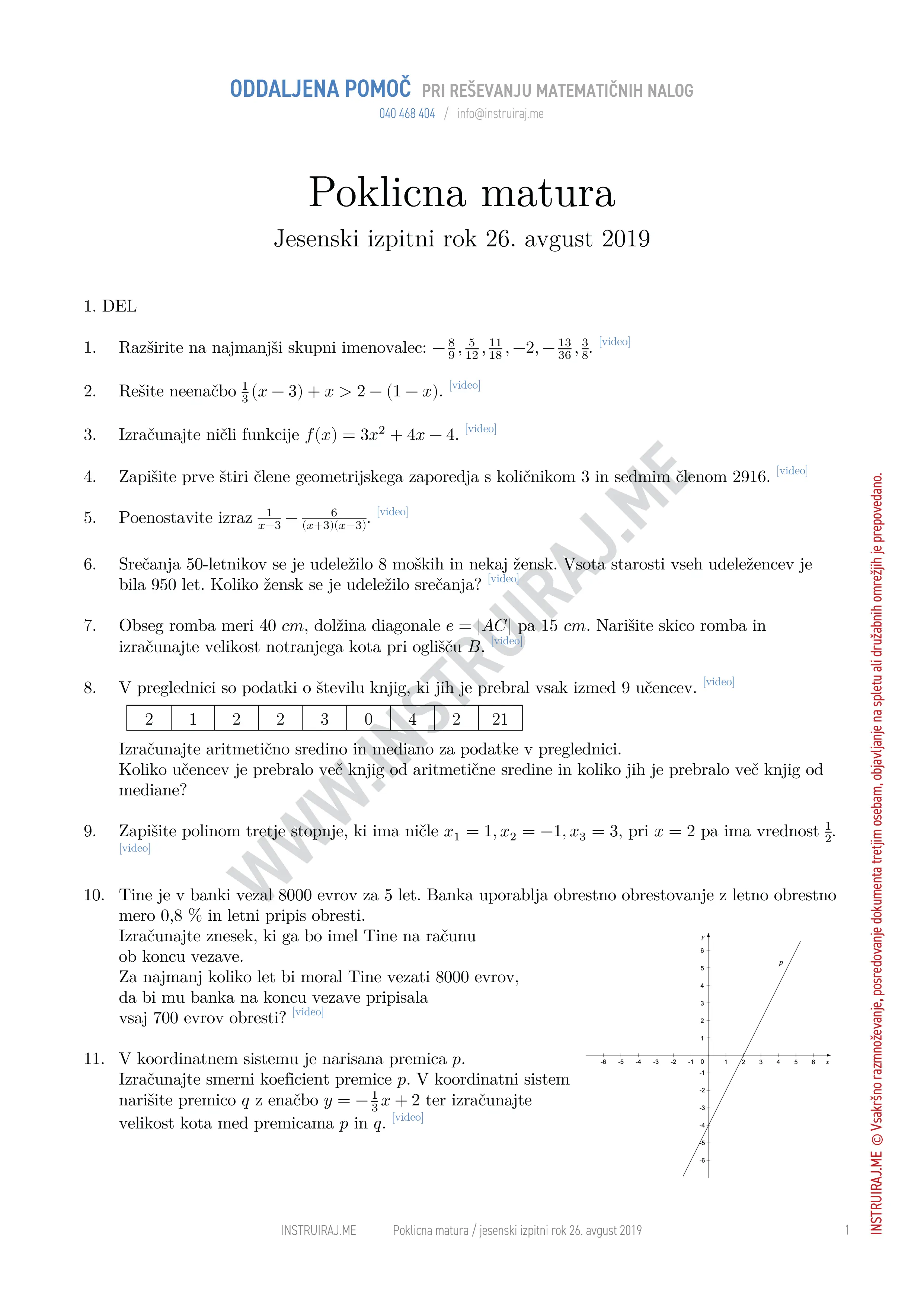 Poklicna matura: Poklicna matura jesenski izpitni rok 26. avgust 2019
