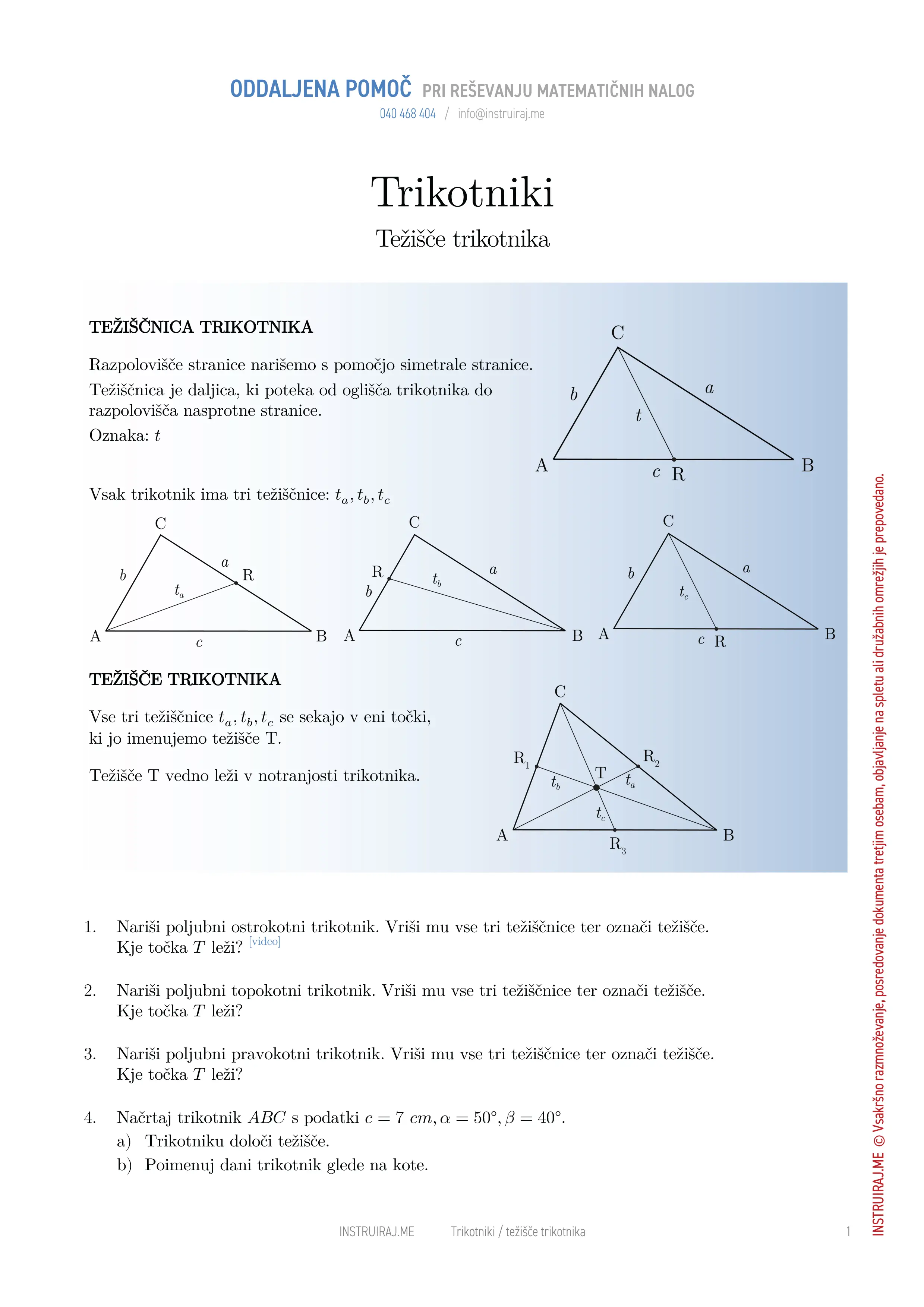 Trikotniki: Težišče trikotnika