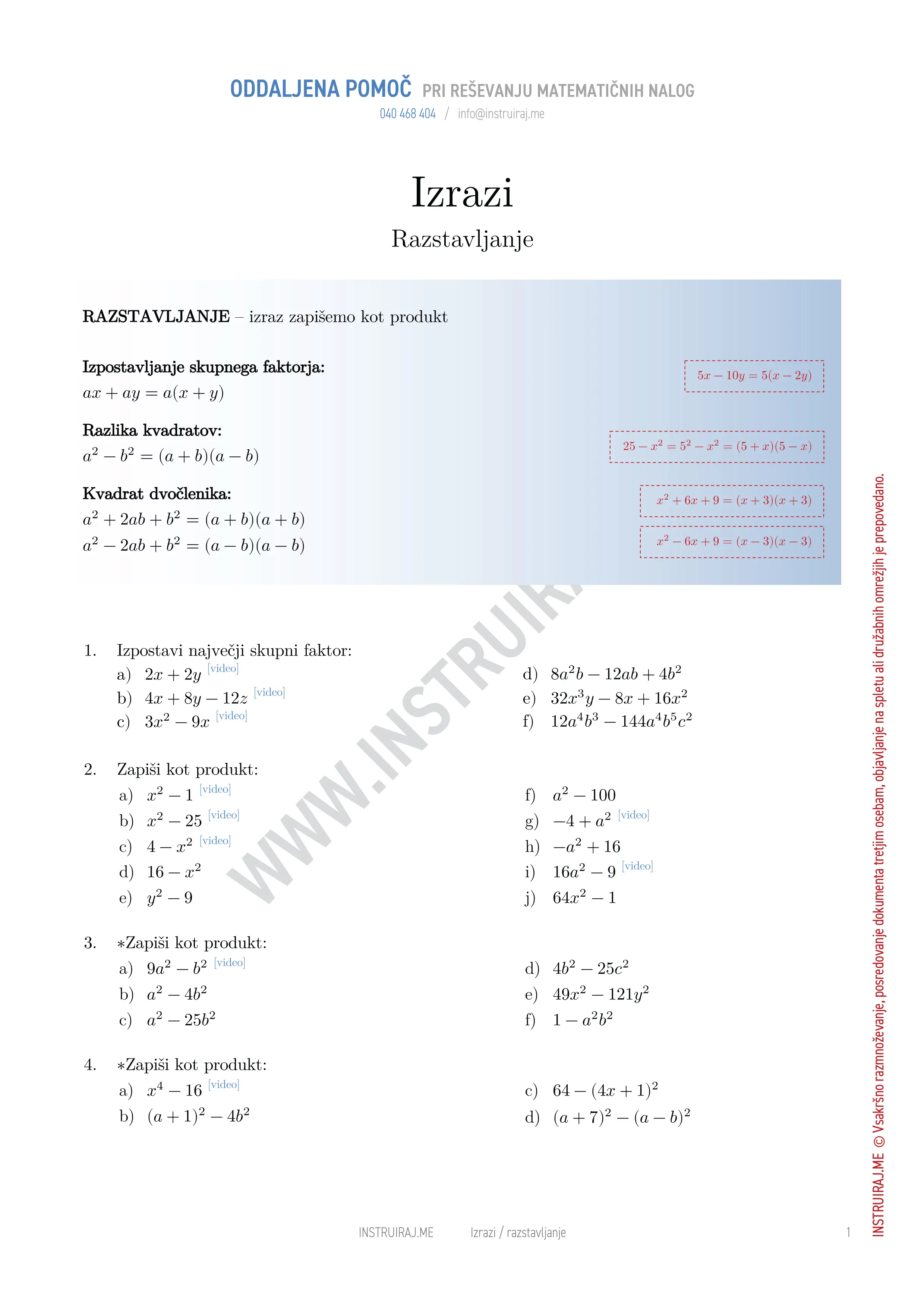 Izrazi: Razstavljanje