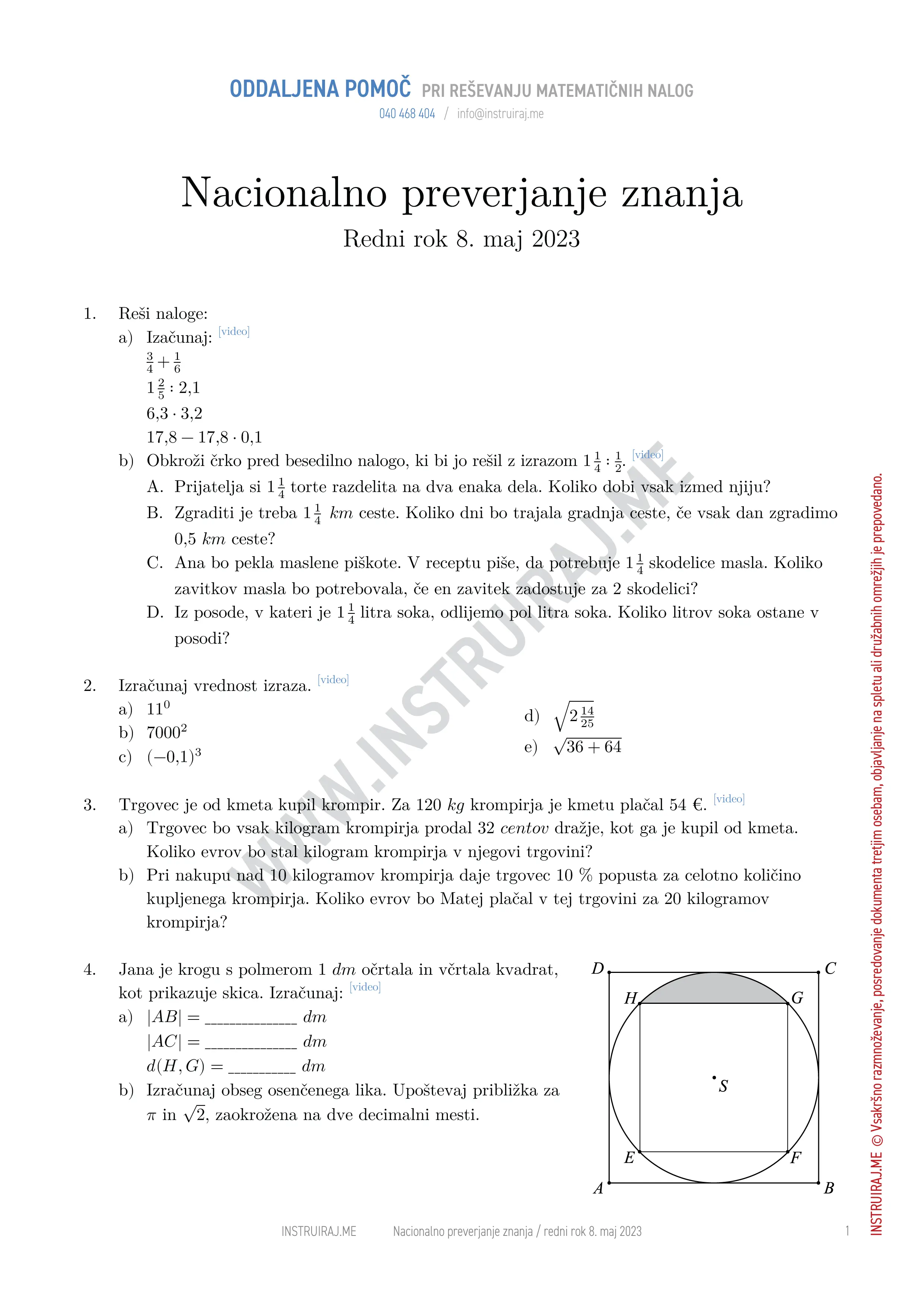 Nacionalno preverjanje znanja: NPZ redni rok 8. maj 2023