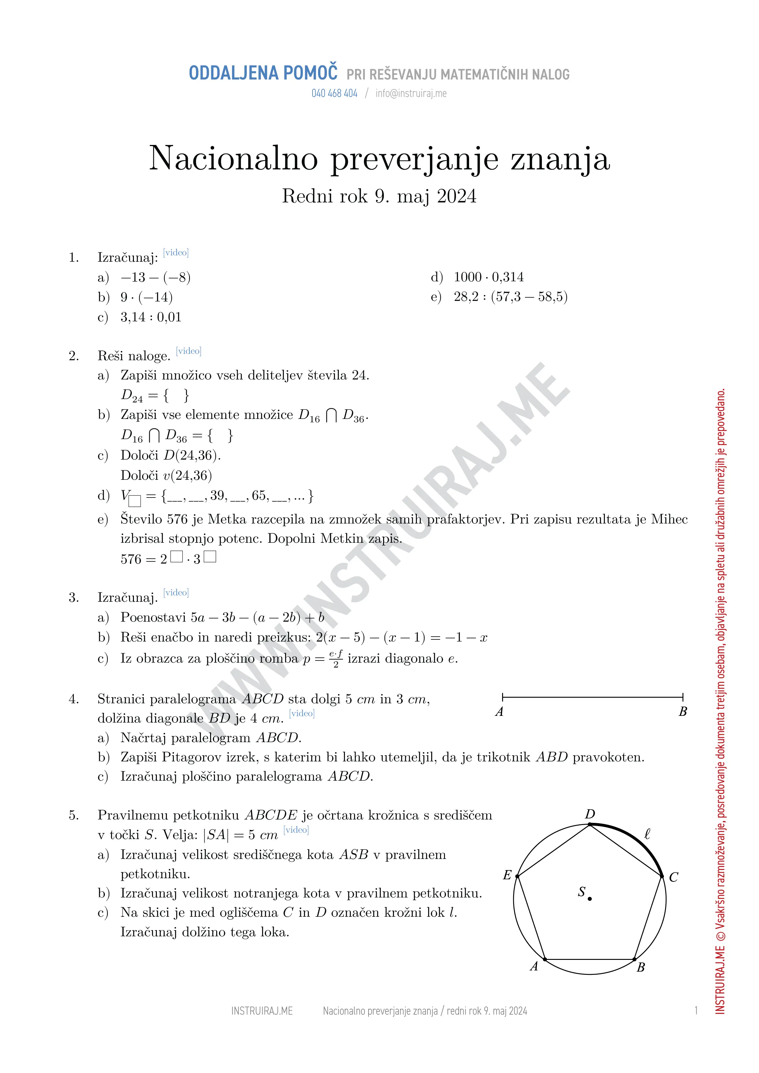 Nacionalno preverjanje znanja: NPZ redni rok 9. maj 2024