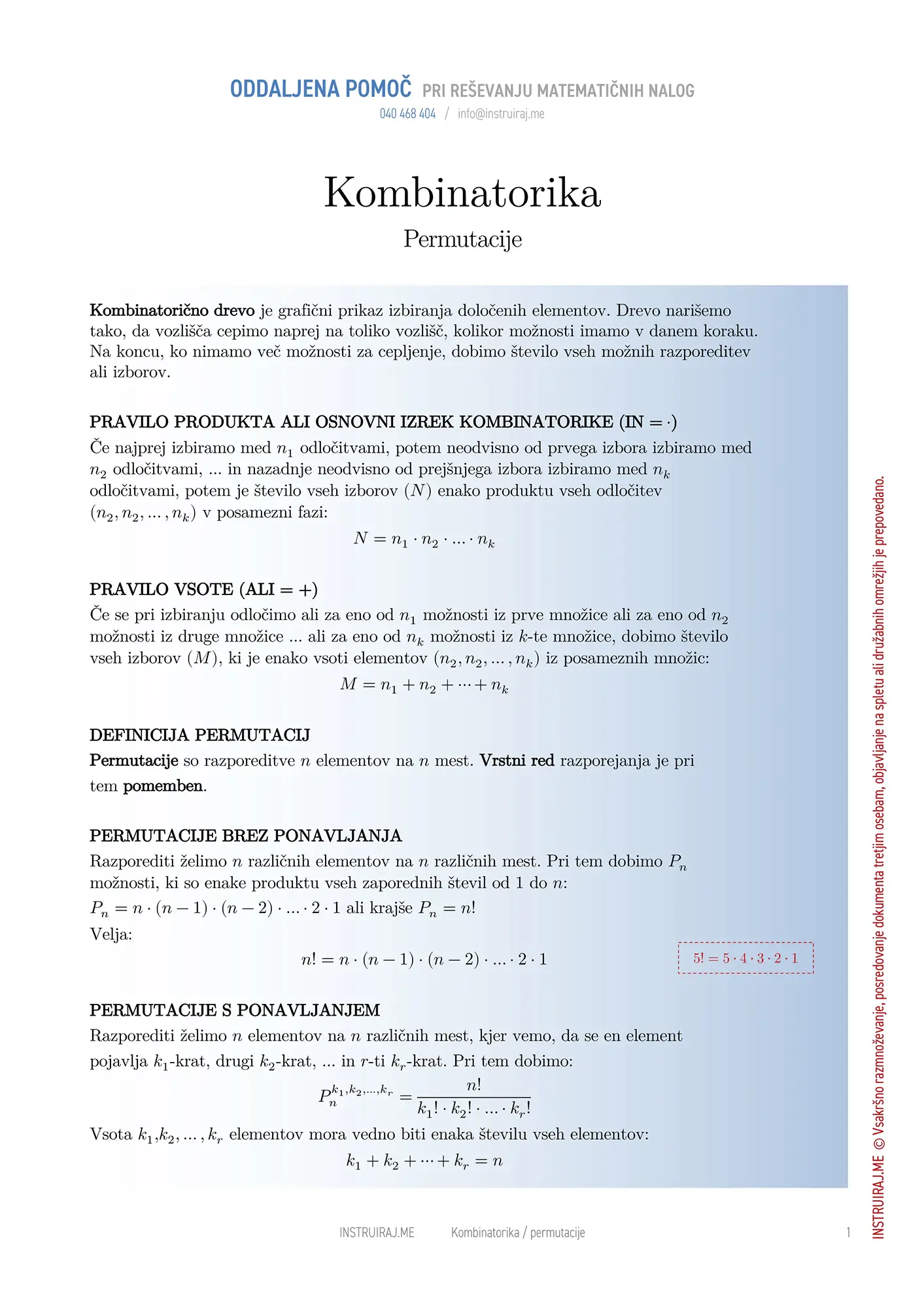 Kombinatorika: Permutacije