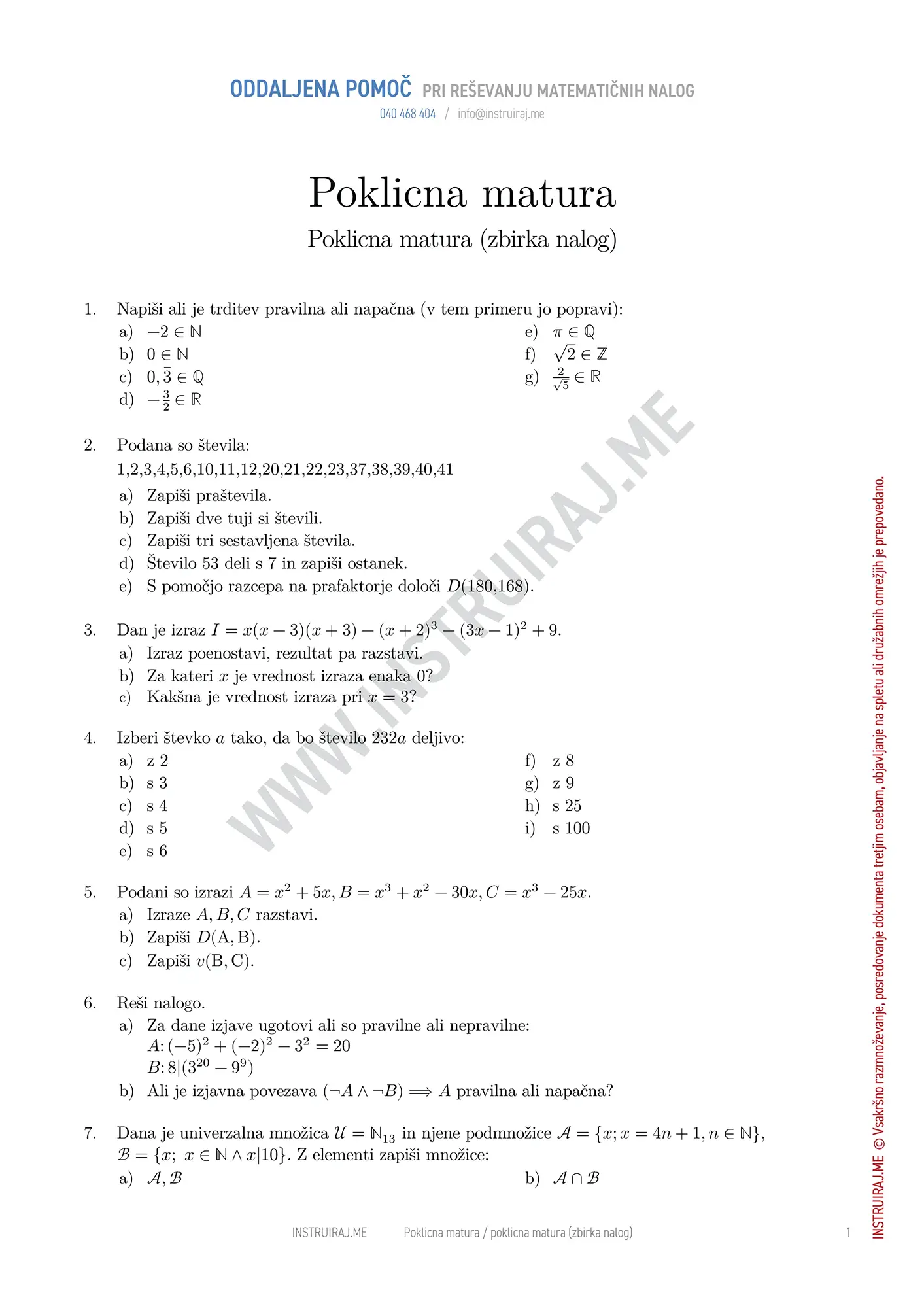 Poklicna matura: Poklicna matura (zbirka nalog)
