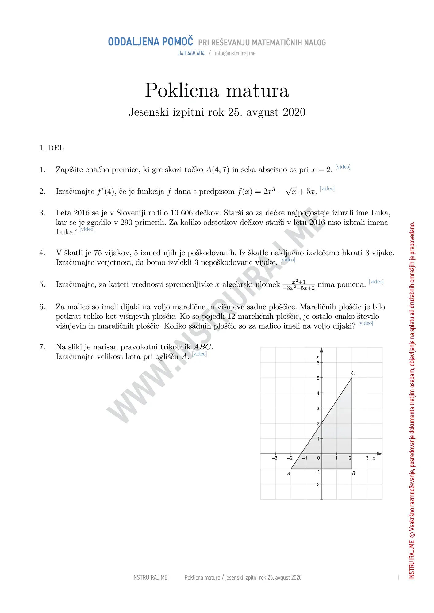 Poklicna matura: Poklicna matura jesenski izpitni rok 25. avgust 2020