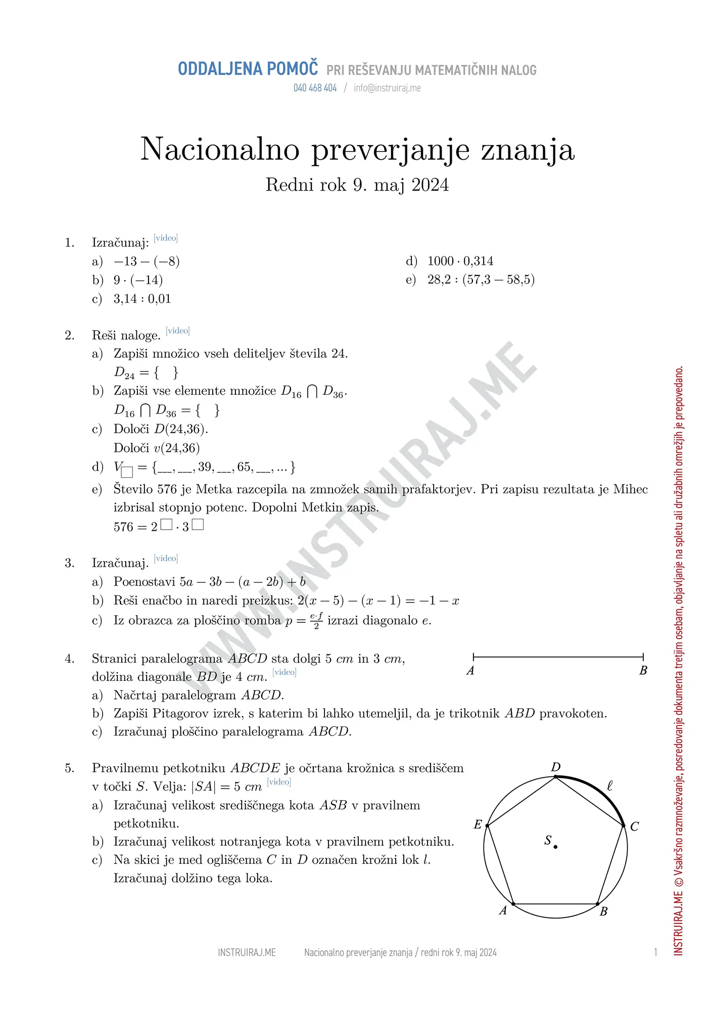 Nacionalno preverjanje znanja: NPZ redni rok 9. maj 2024