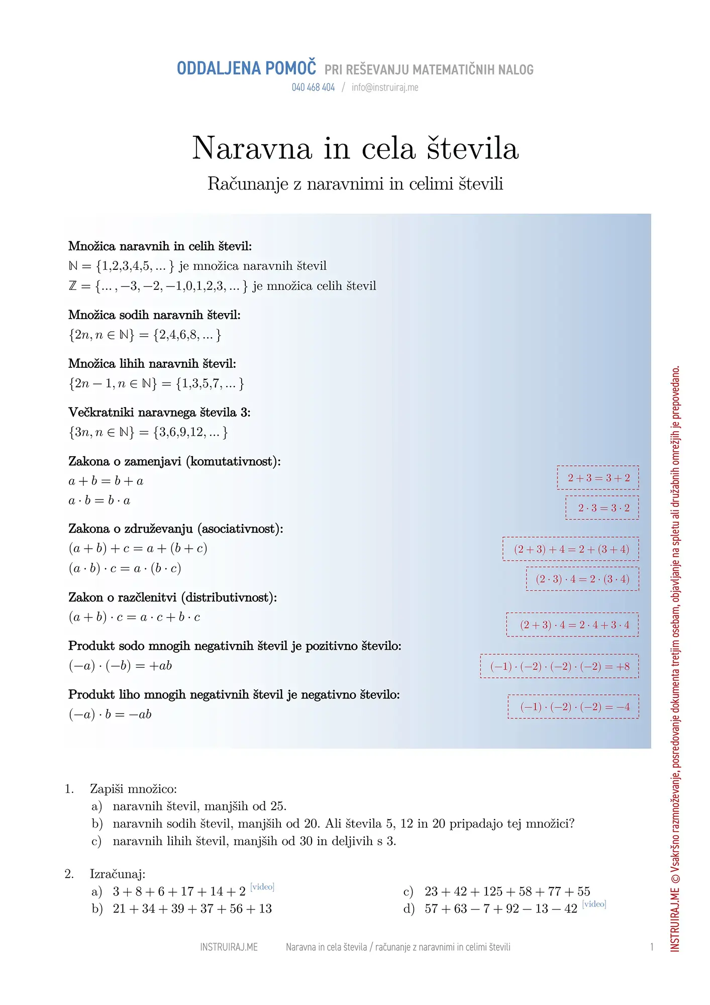 Računanje z naravnimi in celimi števili