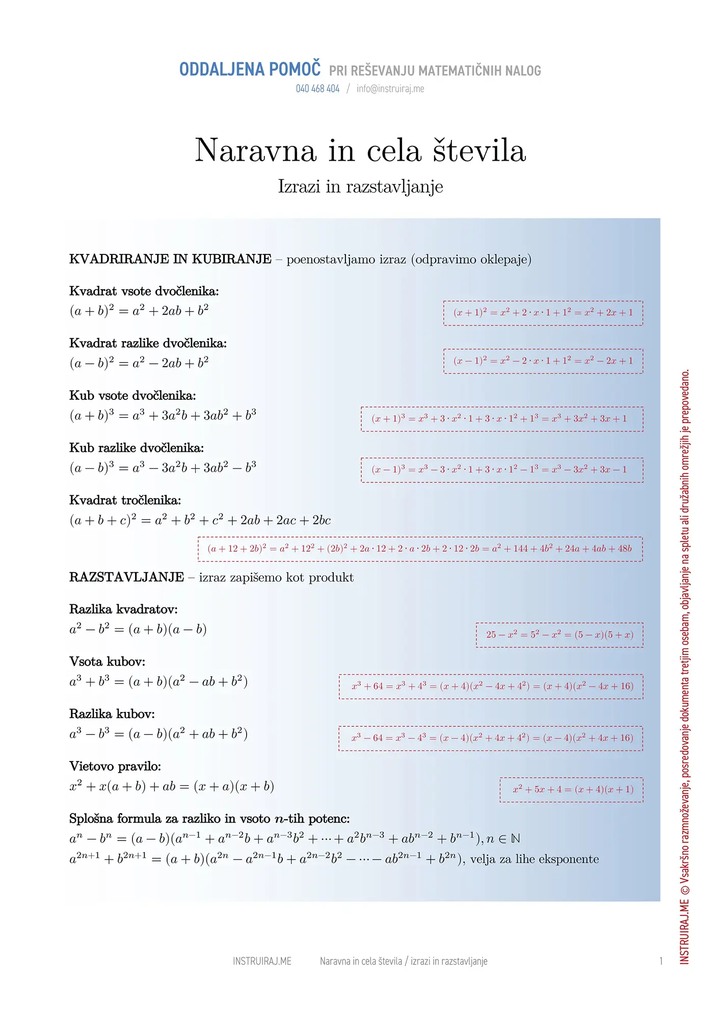 Izrazi in razstavljanje