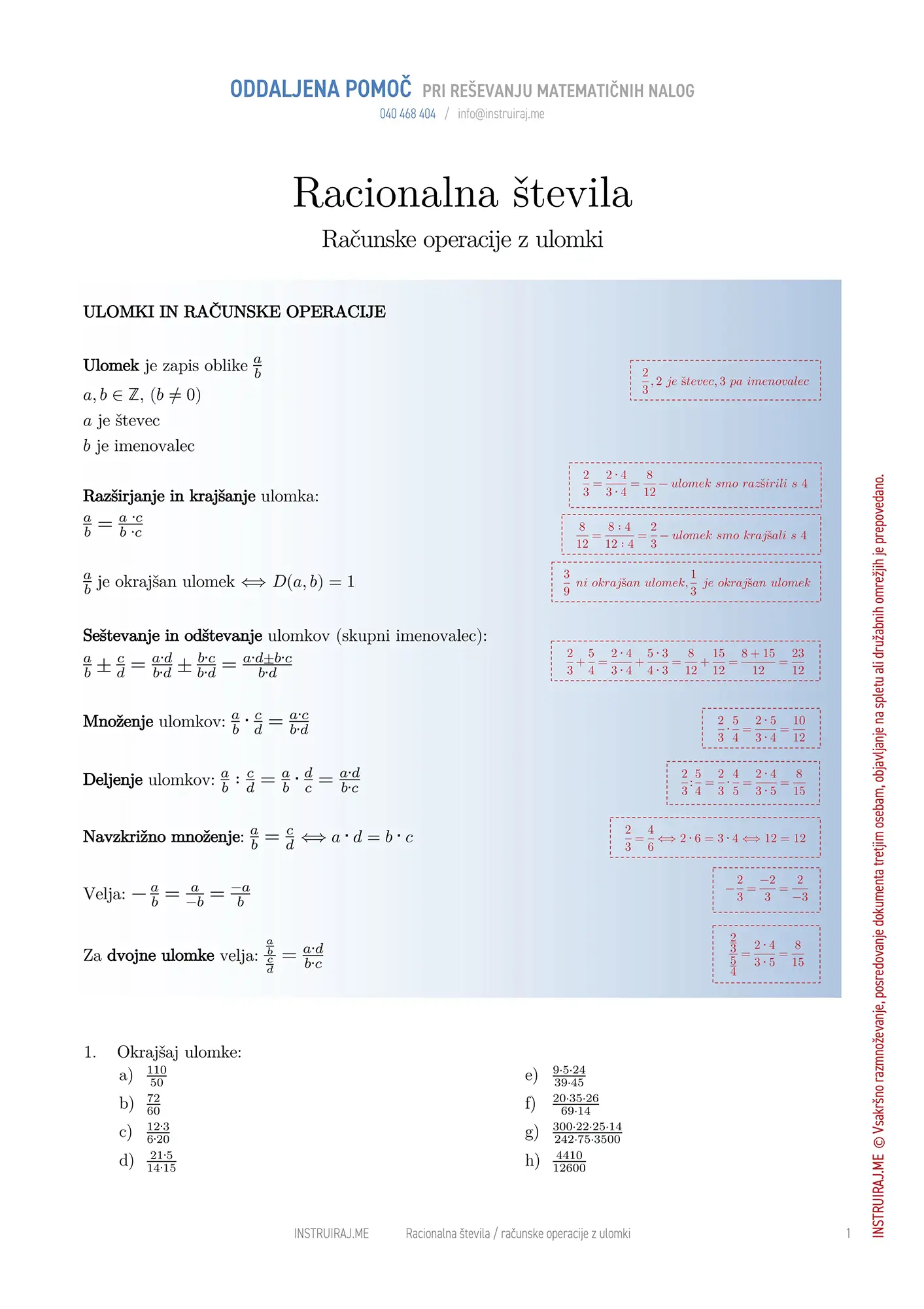 Računske operacije z ulomki