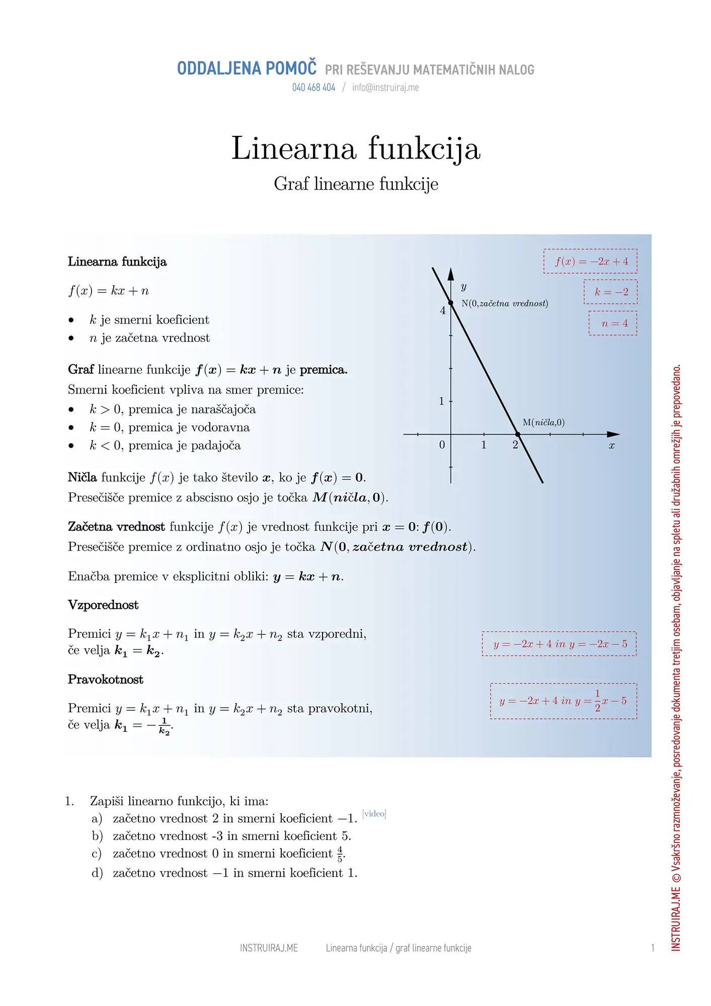 Graf linearne funkcije