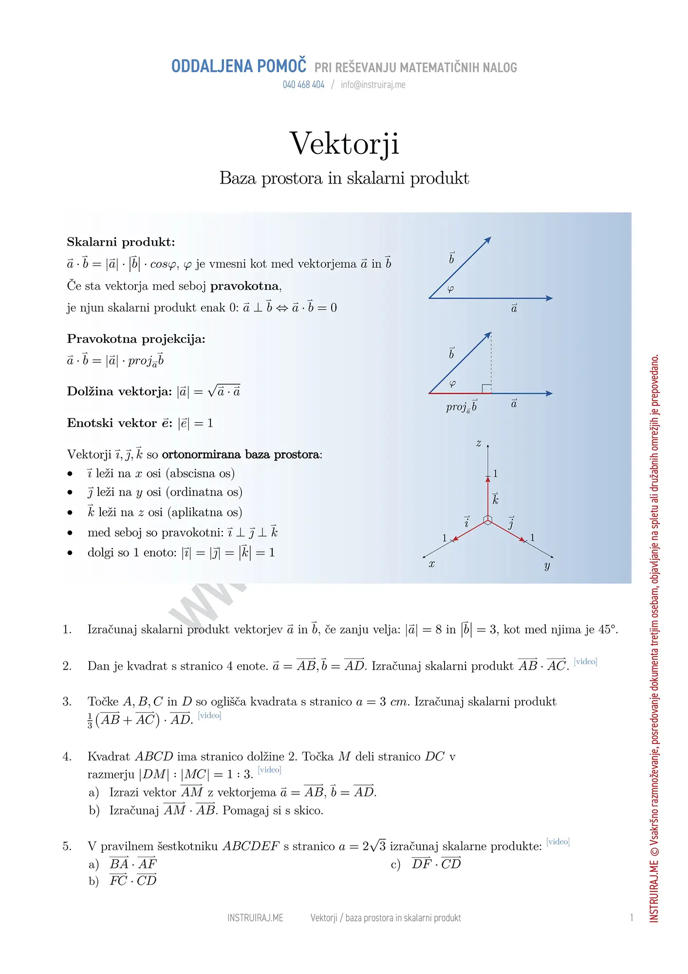 Baza prostora in skalarni produkt
