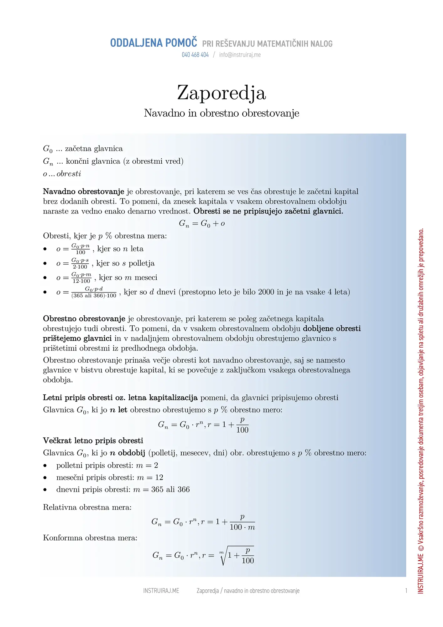 Navadno in obrestno obrestovanje
