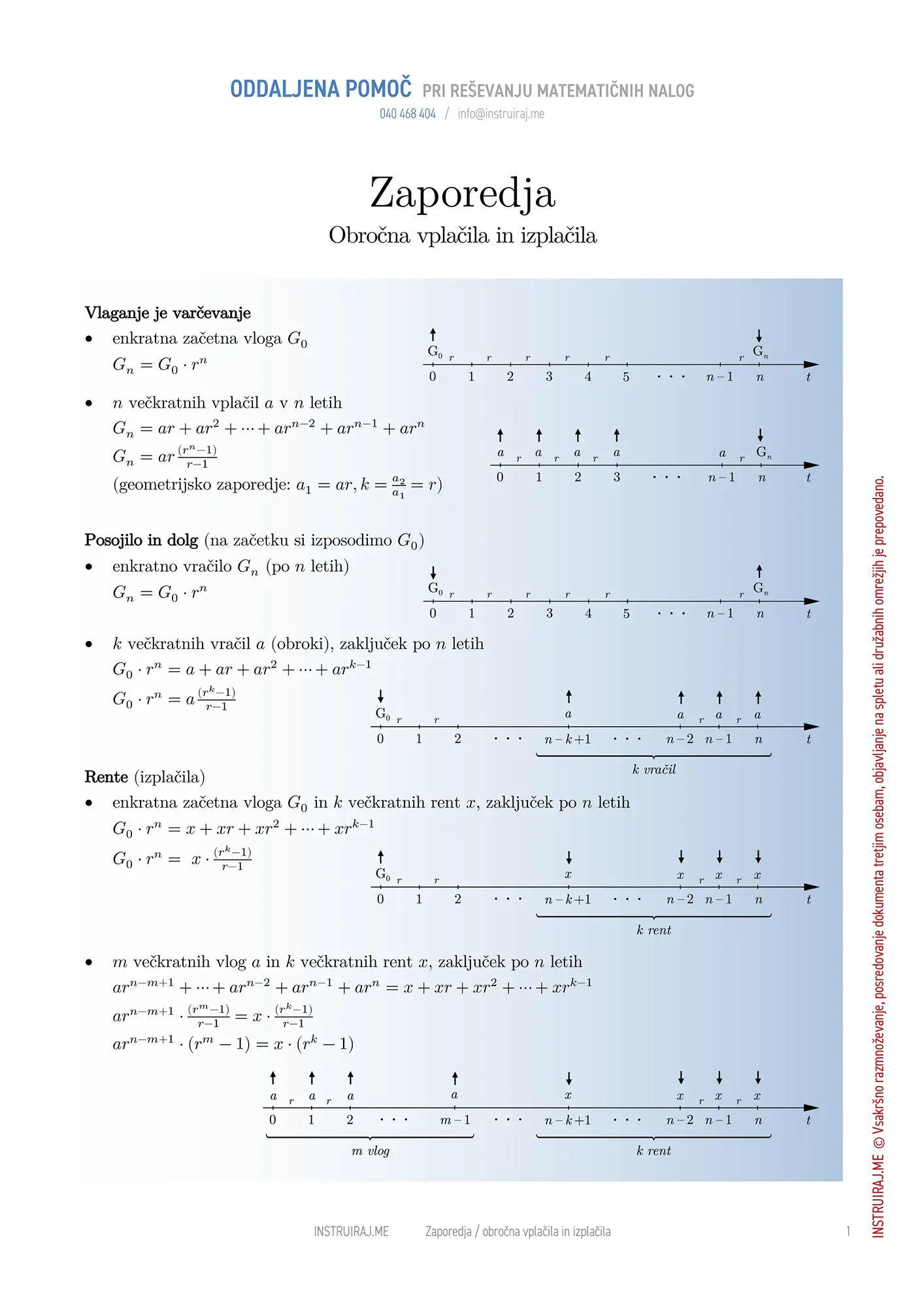 Obročna vplačila in izplačila