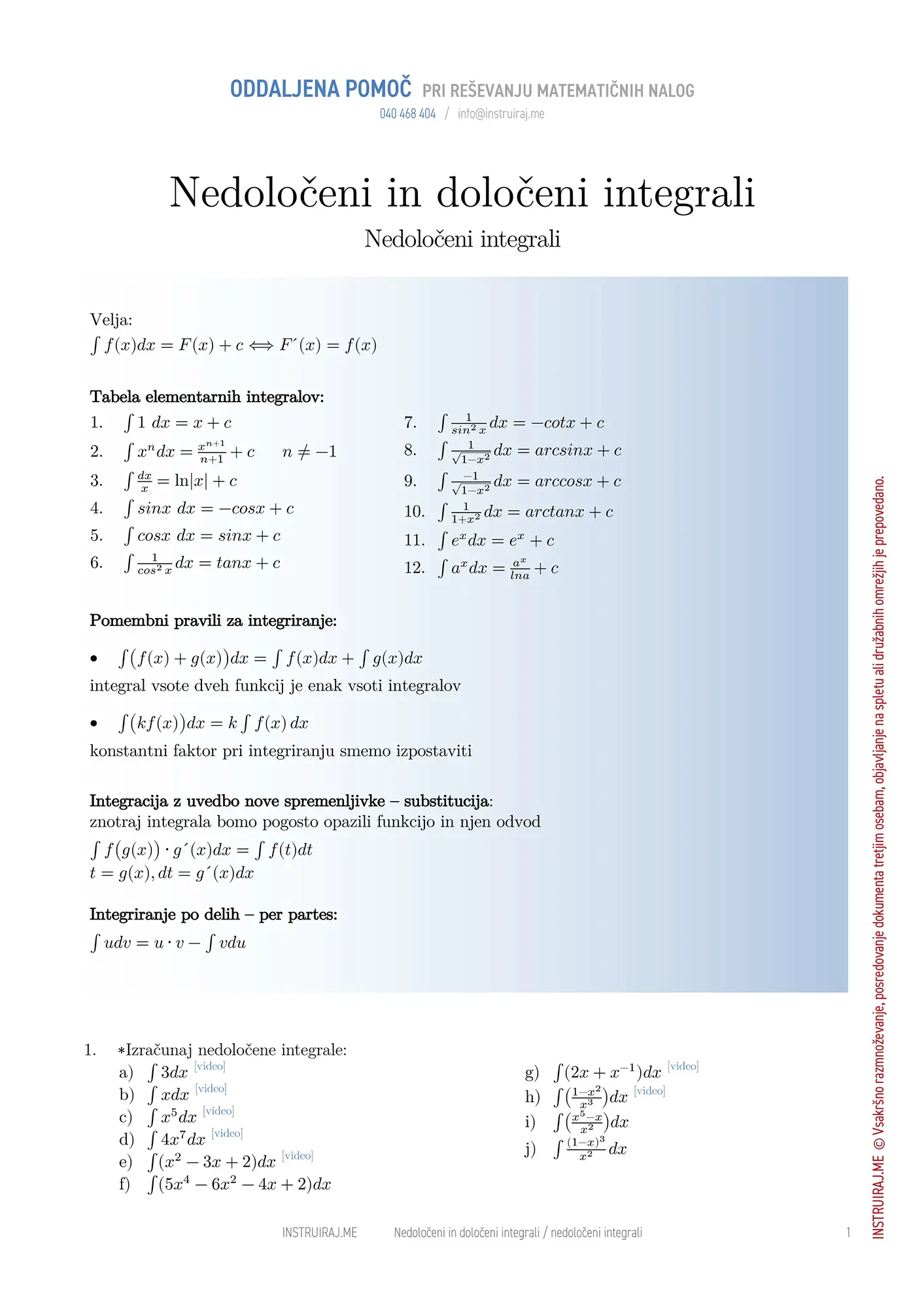 Nedoločeni integral