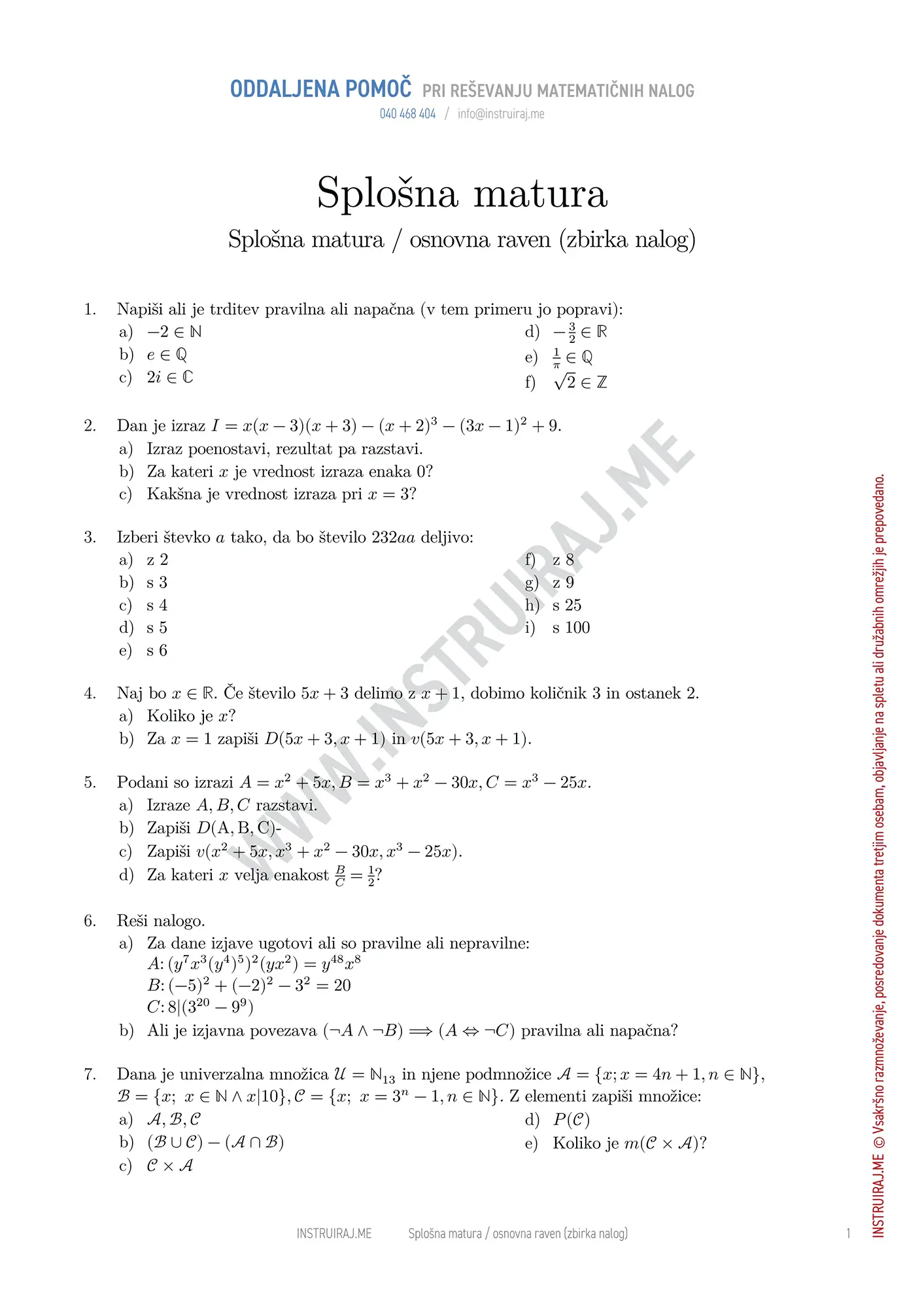 Splošna matura OR (zbirka nalog)