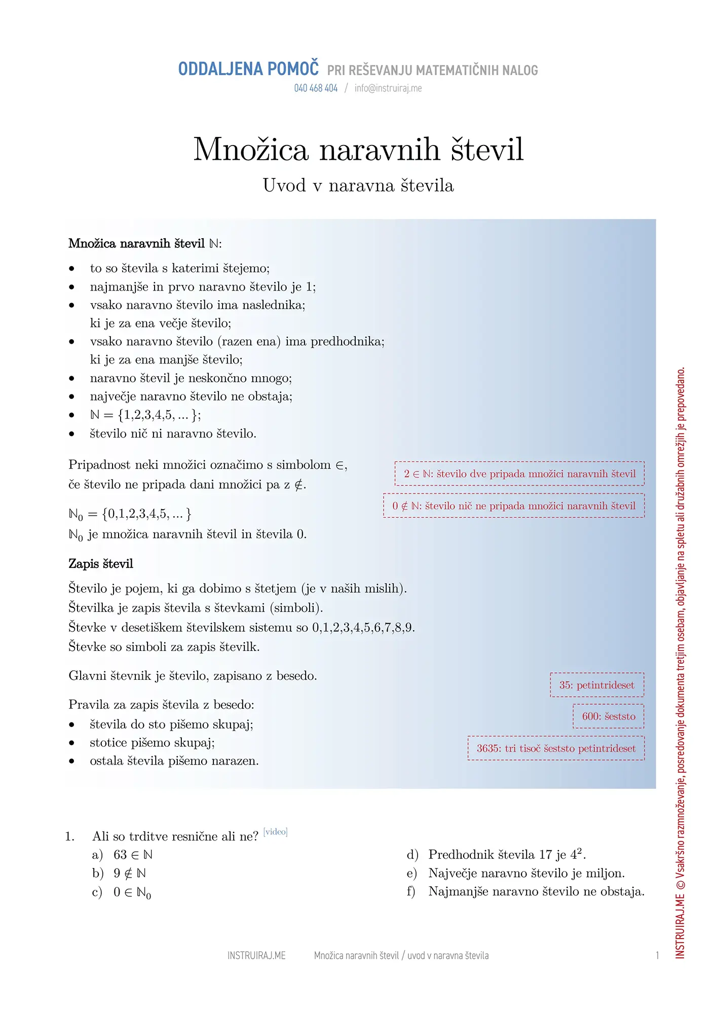 Uvod v naravna števila