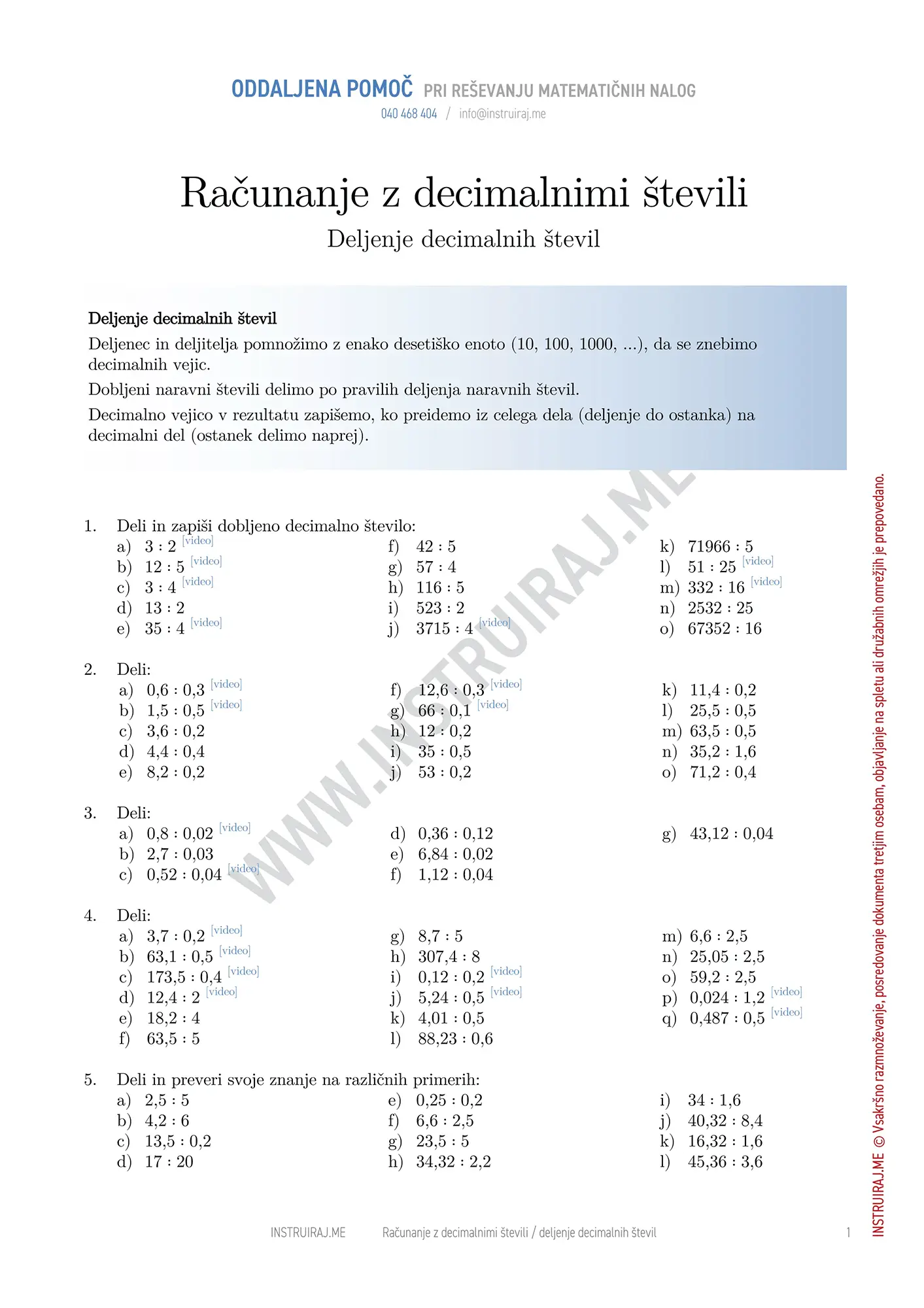 Deljenje decimalnih števil