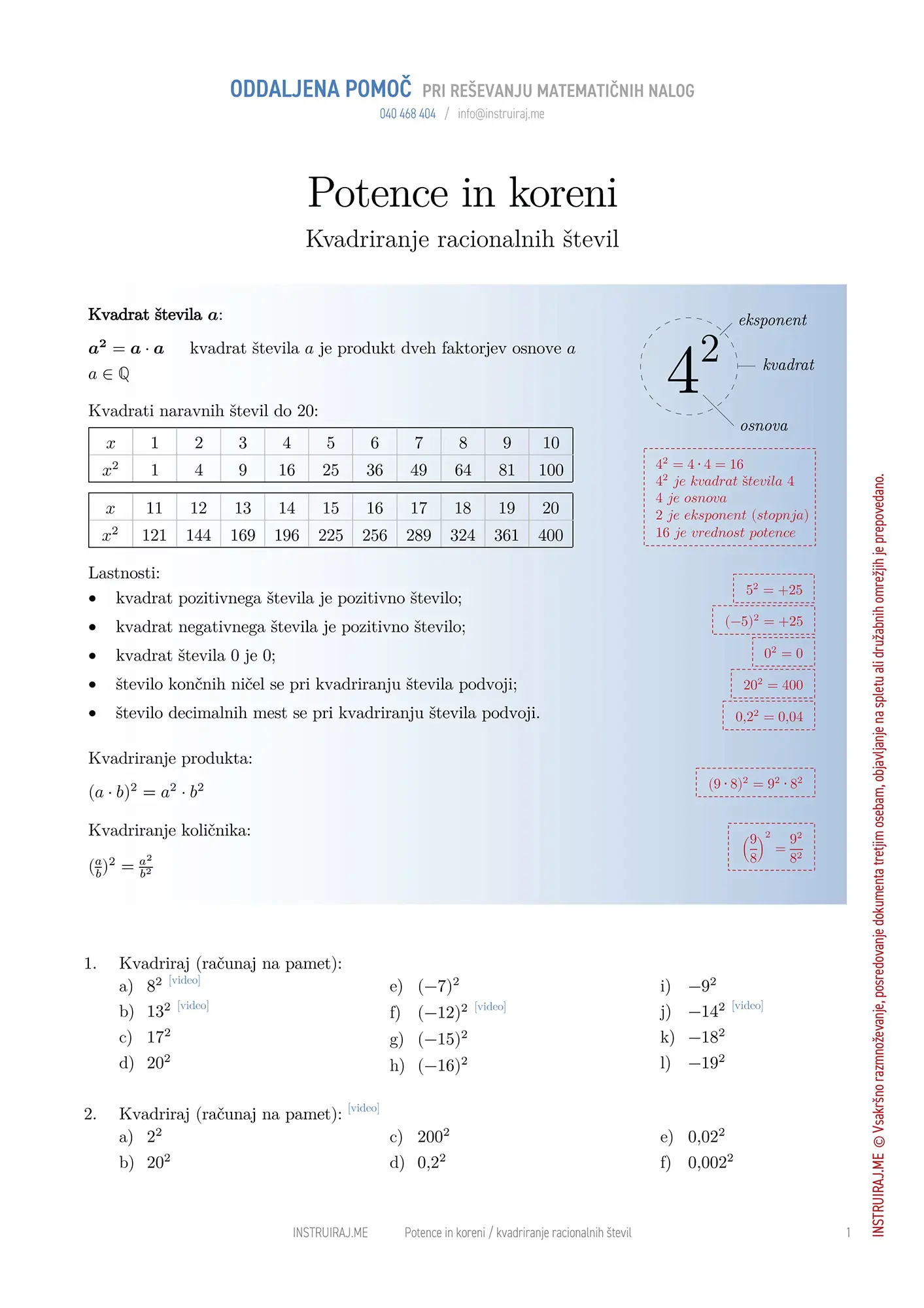 Kvadriranje racionalnih števil