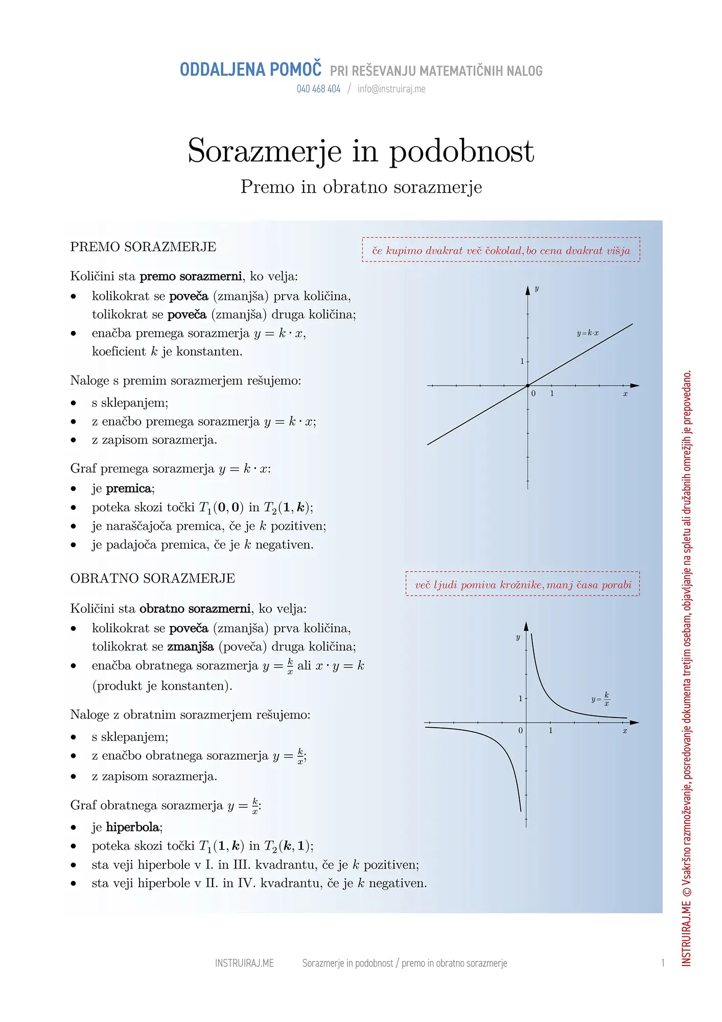 Premo in obratno sorazmerje
