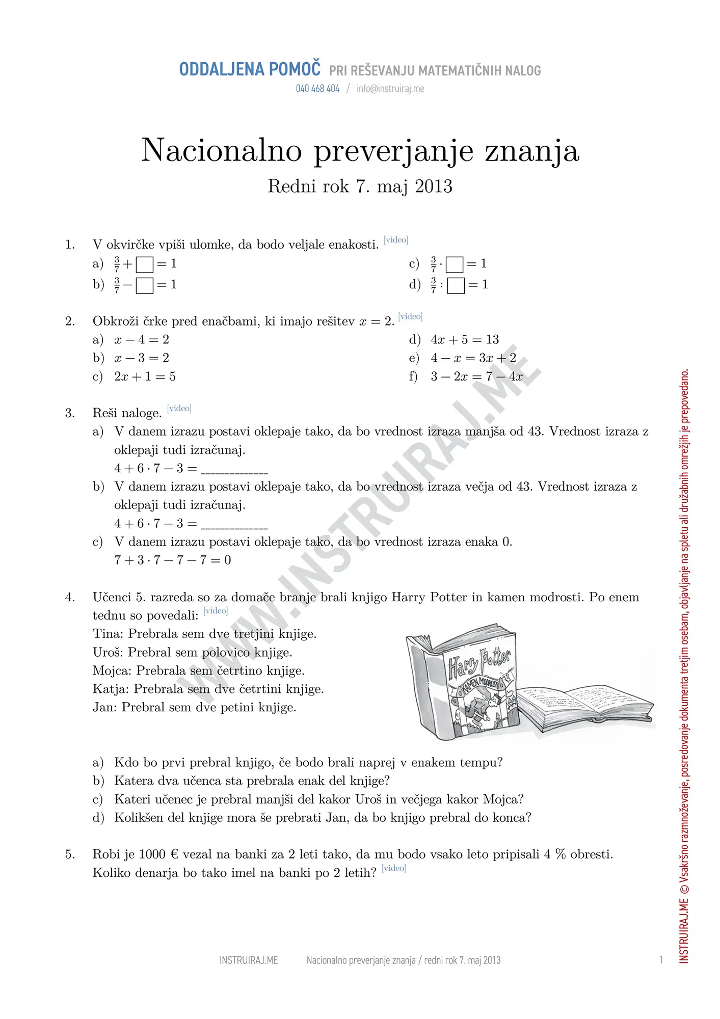NPZ redni rok 7. maj 2013